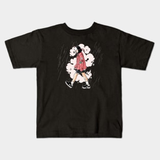 Japanese Chillhop Walk in the rain Kids T-Shirt